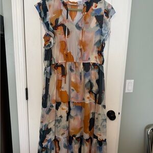 Black Tape Abstract Multicolor Maxi Dress